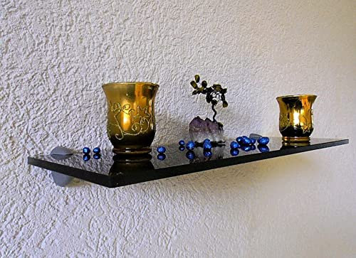 Dekoleidenschaft Wandregal aus 10mm Glas, rot oder anthrazit, Verschiedene Formen und Größen, Glasregal, Glasboden, Glasablage, Badregal, Eckregal (Wandclips Midi Silber, anthratzit 90x20 cm)