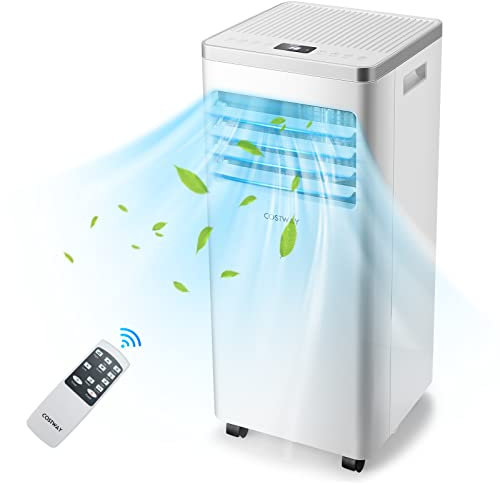 COSTWAY 7000 BTU Aire Acondicionado Portatil Silencioso, 2,1kW, 4 en 1 Enfriador Bajo Consumo, Refrigeración, Ventilación y Deshumidificación, Mando a Distancia, Temporizador 24 H, 20㎡, R290