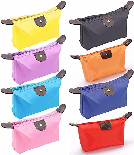 LATRAT Lot de 8 Trousse de Toilette, Organisateurs de Maquillage pour la Forme de boulette, Sac à Maquillage en Nylon pour Accessoires et Articles de Toilette pour Femmes