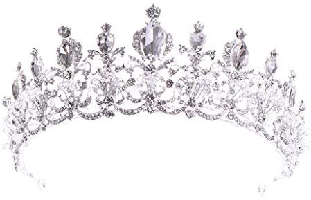 luoluoluo Kristall Strass Krone Diademe Krone Damen Tiara mit Inlay Kristallblume Braut Hochzeit Diadem Kupfer Zirkon Strass Kronen