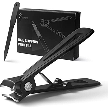 FERYES Großer Zehennagelknipser für dicke Nägel mit Metall-Nagelfeile – 15 mm breite Backe Nagelknipser für harte Fernail – Edelstahl-Nagelschneider Fernail Clipper für Senioren, Männer und Frauen