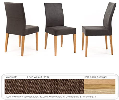 expendio hochwertiger Polsterstuhl Cordia Varianten Esszimmerstuhl Massivholzstuhl Küchenstuhl Stuhl, Holzart:Eiche Bianco, Bezugstoff:Loco Walnut