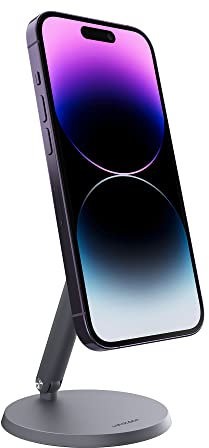 LULULOOK Magnetisch Handy ständer for iPhone 16 Pro/16, Faltbarer iPhone Ständer für Schreibtisch, Kompatibel mit 16/16 Plus/16 Pro/16 Pro Max/15/14/13 Serie, MagSafe Hülle (Grau)
