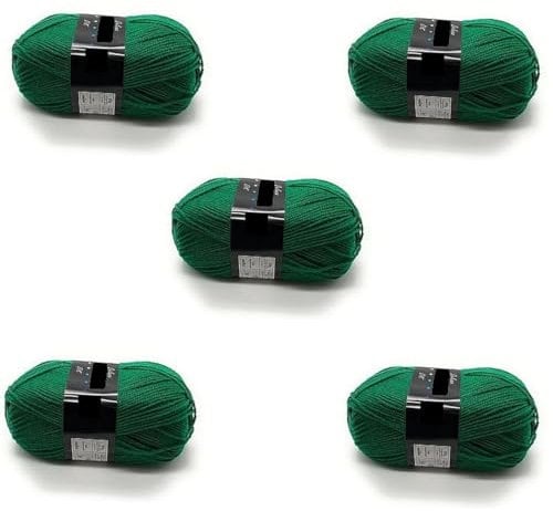 Lexicon Select Pack of 5 x 100g Balls Green Double Knitting Wool for Crochet or Knitting Yarn - Emerald