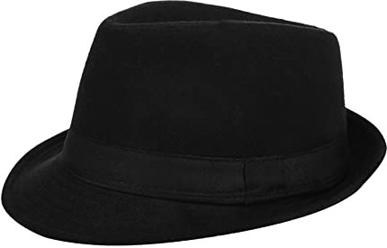 haozaikeji Chapeau Fedora Trilby élégant pour homme - Chapeaux panama Fedora vintage à bord court - Chapeau melon d'hiver pour homme - Cadeau pour papa - 55-57 cm, Noir , Taille unique