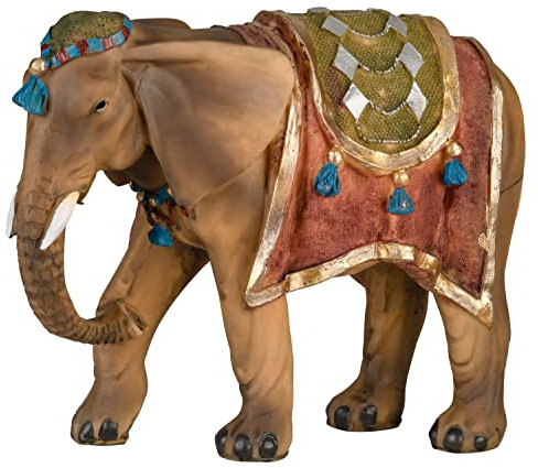 MaMeMi KRIPPENFIGUR Elefant [Höhe 11 cm, handbemalt aus Kunstharz] – Hochwertiges KRIPPENTIER & KRIPPENZUBEHÖR für orientalische Weihnachtskrippen