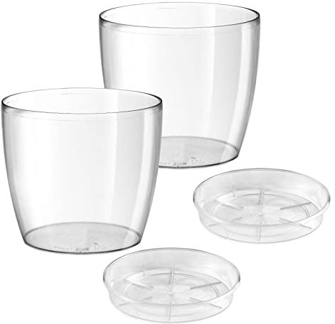 ECOMACETAS FLOWERPOT STORE Maceta de Plástico Transparente, Redonda para Orquídeas o Decoración (2, 18cm)