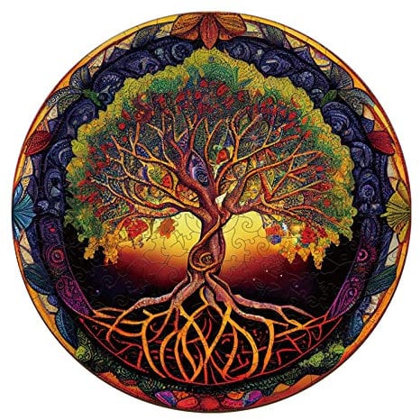 Blumuze Wooden Jigsaw Puzzles, Tree Of Life Wooden Puzzles for Adults, Unique Shaped Animal Wood Puzzles, Wooden Animal Puzzles for Adults Kids with Wood Gift Box,338pcs-L-13.8 x 13.8in