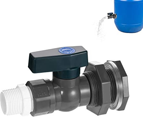 Keho Keho Kehongdun Tankdurchführung mit Absperrhahn, 3/4 PVC Regentonnen mit Schottverschraubung und Schlauchadapter, Quick Connector, für Aquarien, Pools, Gartenfässer (1 Zoll)