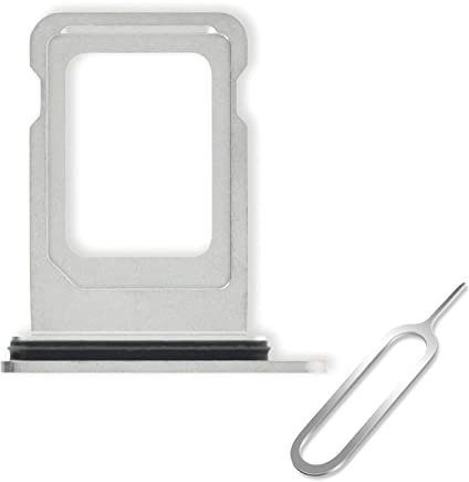 Cemobile SIM-Kartenfach Slot Halter Ersatz für iPhone 12 Pro & 12 Pro Max (Einzel-SIM-Version) mit wasserdichtem Gummidichtungsring + SIM-Tray Open Eject Pin (Silber)