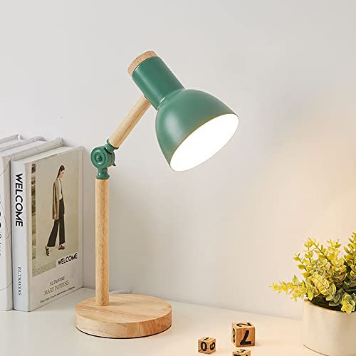 Chao Zan LED Leselampe im klassichen Holz-Design, Schreibtischlampe, Tischleuchte, Lampe mit verstellbarem Arm, Augenfreundliche, Arbeitsleuchte, Bürolampe, Nachttischlamp,ohne Leuchtmittel (Grün)