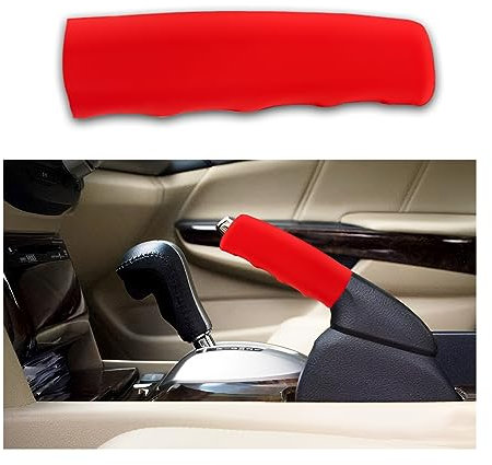 JNNJ Fundas Protectoras Pomo Cambio, Silicona Cubierta De La Perilla Coche, Funda Antideslizante De Silicona Universal Para Palanca De Cambios, Accesorios Coche Funda Freno Mano Interior(Rojo)