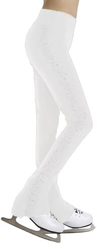inhzoy Mädchen Eislaufhose Glitzer Eiskunstlauf Leggings Mit Strasse Kinder Stretch Sportleggins Gymnastik Turnhose Ballett Tanz Strumpfhose Weiß 146-152