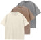 Oversized T-Shirt für Herren Heavy Baumwolle Regular Fit Basic Männer T-Shirt Set Casual Sommer Tops(BraunBeigeGrau XL)