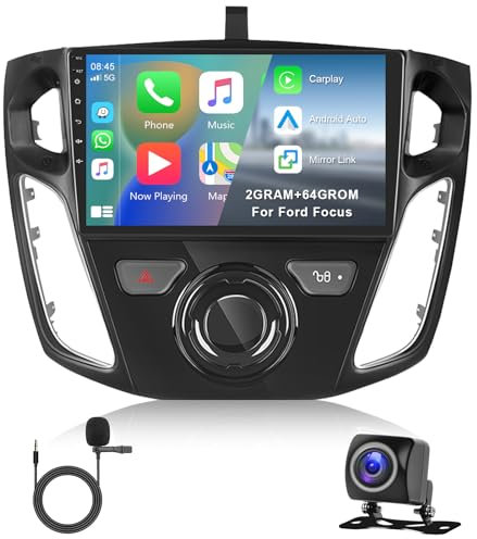 Hodozzy 2G+64GB Android Car Stereo for Ford Focus 2012-2018 Carplay Android Auto, 9 Inch Touch Screen Radio with Bluetooth GPS Navigation WiFi FM RDS Hifi, Backup Camera Radio for Ford Focus