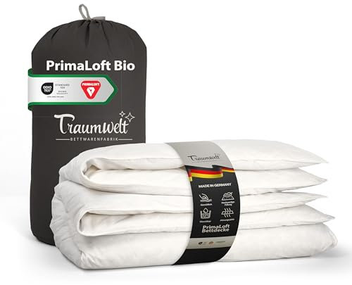 Made in Germany Bettdecke 135x200 cm, hochwertige Daunenalternative mit Primaloft Bio Mikrofasern-Füllung, Sommerdecke, Füllgewicht: 250g, weiß, Allergiker geeignet, Öko-Tex 100
