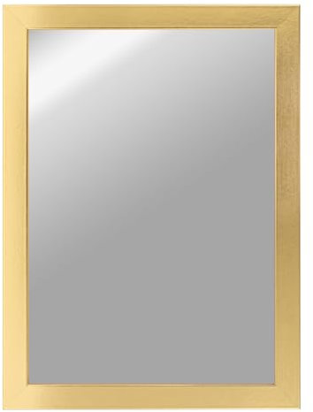 CLAMARO 'Vision' Wandspiegel 60x100 cm maßgefertigt | Gold | Moderner eckiger Spiegel mit MDF-Holzrahmen, inkl. Metall Aufhänger und Montagematerial (Querformat & Hochformat)