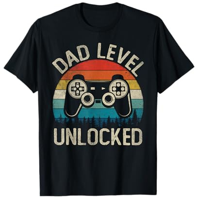 Dad Level Unlocked Vintage Game Controller Gamer Fathers Day T-Shirt