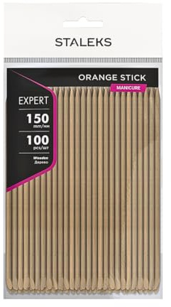 STALEKS PRO 100 bastoncini in legno d'arancio, 15 cm, per manicure, pedicure, nail art e fai da te.