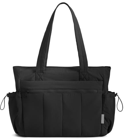 EASYSO Puffer Tote Bag for Women Large Nylon Travel Bag Essentials Quilted Puffy Tote Purse Handbags for Travel Work School Gym