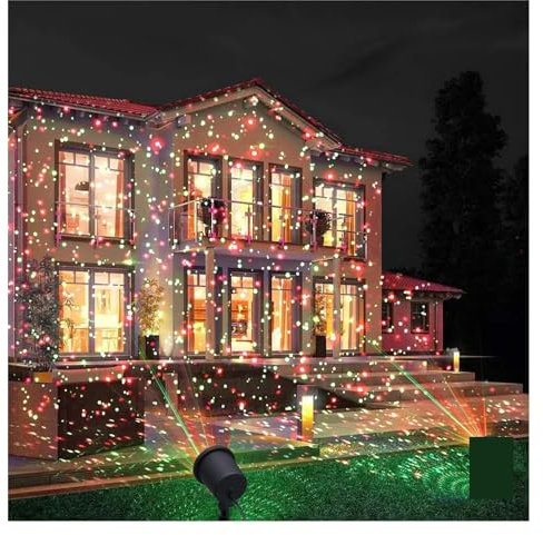 Proiettore di luce per esterni, Proiettore a stella a cielo pieno in movimento Illuminazione paesaggistica Lampada da giardino for esterni con luce da palcoscenico a LED for feste di Natale rosse e ve