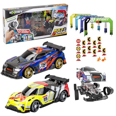 Silverlit Build 2 Drive RC Car Duo Set – Includes 2 Easy-to-Assemble Cars, 20 Snap-Together Parts, Custom Track Accessories, Fast 8km/h Speed, 2.4GHz Control, for Kids, Ages 6+