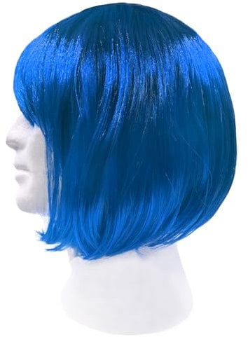 Oblique Unique Perücke Bob Kurzhaar Frisur für Damen Mädchen für Fasching Karneval Kindergeburtstag Halloween Motto Party (Blau)