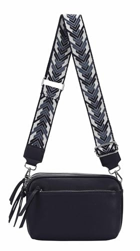 Damen Tasche Cross Over Body Bag Brusttasche Umhängetasche Schultertasche Brieftasche Smartphone Geldtasche Abend Handy Clutch Dunkelblau