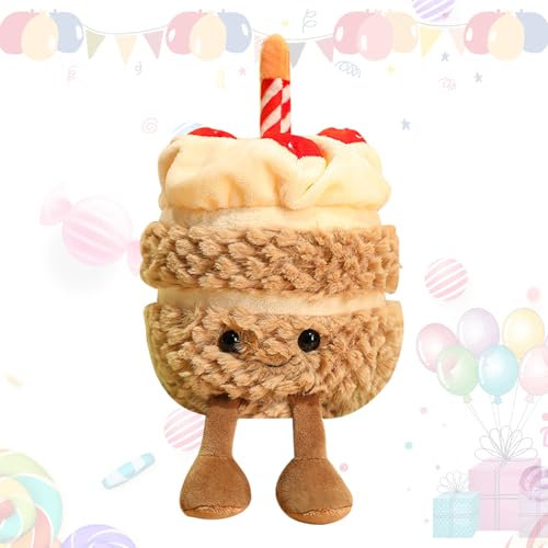 BGNXHYB Cake Plüsch Spielzeug Puppen, 28cm lustige Kuchenpuppe, Geburtstagskuchen Plüschtier, Kuscheltier, für Jungen und Mädchen Geburtstags Geschenke, Nachttisch Ornamente
