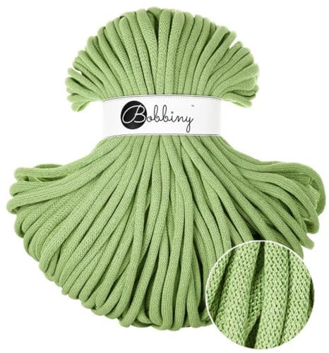 BOBBINY 9mm Jumbo Flechtkordel 1200 g Garn Makramee 50 Farben 100 m, Farbe:Unicolor Matcha