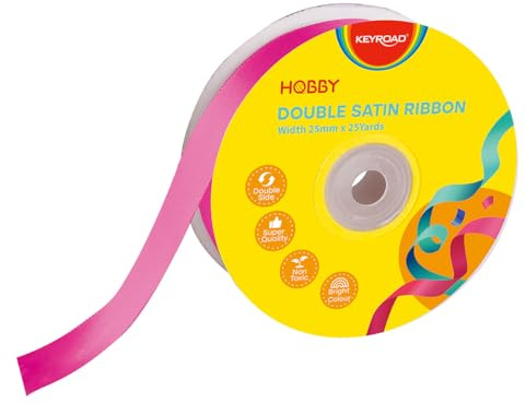 KEYROAD Satinband Geschenkband/25 x 22 mm/86 m/Rosa/Dekoband Doppelseitig