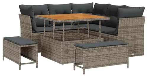 vidaXL Garten-Sofa-Set mit Kissen 8 pcs Grau 100 x 100 x 71 cm, Garten-Sofa-Set, Modernes Outdoor-Möbel, Wetterfest, Abnehmbare Kissen, Elegante Gartenlounge-Sitzgelegenheiten