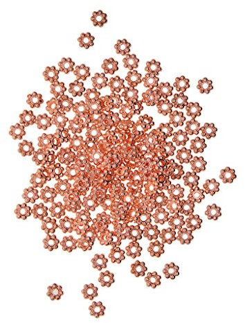 100 Pieces Rose Gold Snowflake Flower Spacer Beads Jewelry Findings DIY 6mm, Rosegold