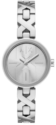 Armani Exchange Uhr für Damen, Quarz Zwei Zeiger Werk und 32 mm Gehäusegröße mit Edelstahlarmband