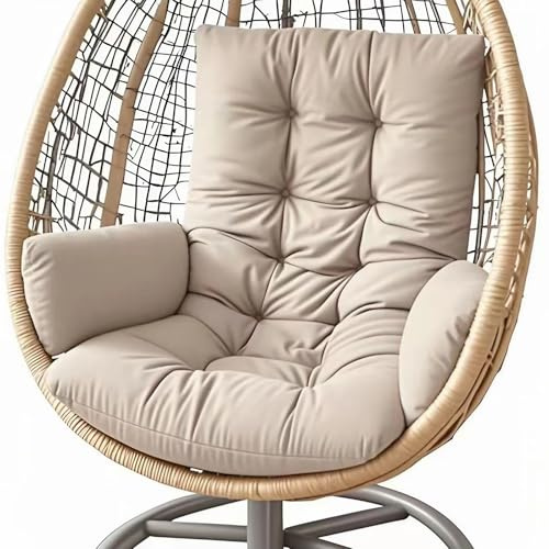 YHXAIQ Verdicktes Polyester-Kissen mit Rückenlehne für Hängesessel, Garten-Cocoons und Eierstühle - Bequemes Sitzpolster(Khaki)