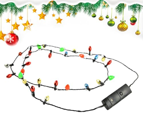 Opdestn Christmas LED Halskette - Leuchtende Halskette Mit Glühbirne - Festliches Accessoire Für Frauen Männer Geburtstag Hochzeit Feier Bühnenauftritt