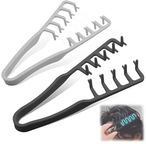 2 Pcs Texture Comb, Voluminous Wide-Toothed Hair Comb, Apparatus Maximum Lift Roots Volume Tool, Barber Wide Fine-Toothed Dual-Purpose Set, ABS Plastic with Textured Grip Tool for Men (Black+Grey)