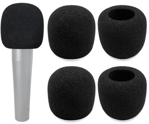 Voarmaks 4-Pack Foam Windscreen Mic Cover Compatible with Shure SM57, Beta 57A, 545SD, 545 SD Series Mic,Pyle PylePro Dynamic Handheld Microphone, PDMIC78, WEYMIC WM57, High-Density Pop Filter