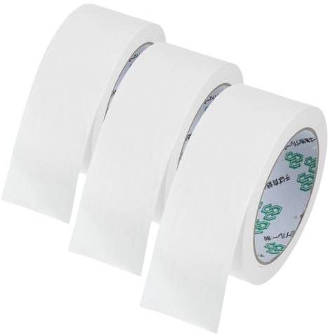 TOMETURE Verpackungsklebeband Verstärkte Versiegelung 3 Rollen Beschreibbar Weißes Kraftpapier Leicht Abziehbar für Kartons und Umverpackungen Beim Verpacken