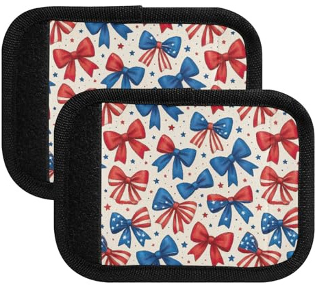 Kofferanhänger mit Schleife, Sterne, Ame, für Koffer, Handgepäck, Rucksäcke, 15 x 10,9 cm, Rot / Blau, Rot / Blau Bowknots Stars Ame, Set of 4