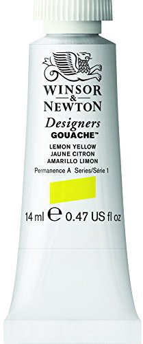 Winsor & Newton Designers Gouache - Peinture Gouache pour le Dessin, L'illustration, le Design - Aquarelle Opaque, Tube de 14ml, Couleur Jaune Citron