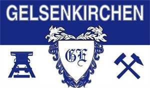 FRIP - Fahne Gelsenkirchen Fan mit Wappen GE in der Mitte Grösse 1,50 x 0,90m
