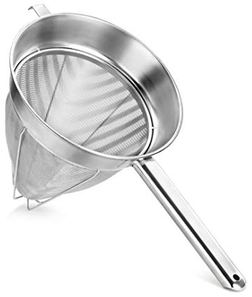 New Star Foodservice 38057 Stainless Steel Reinforced Bouillon Strainer, 10-Inch