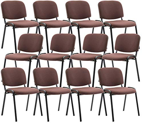 CLP 12er Set Besucherstuhl Ken Stoff I Stapelstuhl Mit Robustem Metallgestell I Polsterstuhl Mit Rückenlehne, Farbe:braun