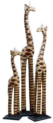 3 Giraffen Statue Tier Holz Deko Giraffe Afrika 2