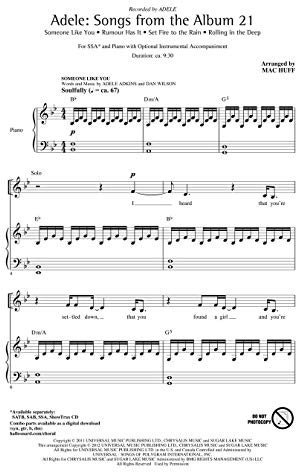 Adele: Songs From The Album 21 (Arr. Huff) (SSA). Für SSA (Frauenchor), Klavierbegleitung, Chor