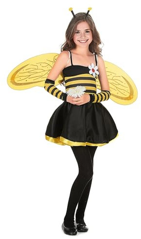 DEGUISE TOI - Déguisement abeille fille - Robe - Ailes - Manchons - Serre-tête - M 7-9 ans (120-130 cm) - Jaune - Déguisements enfants - 100% Polyester - A la main - Carnaval