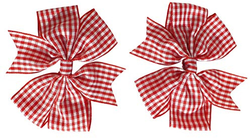 Pimp My Shoes - Lot de 2 pinces à cheveux avec nœud à carreaux - Idéales pour assortir à un uniforme scolaire, une robe d'été - Rouges