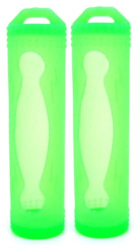 2 x Protective Silicone Sleeves for 18650 Batteries (Green)