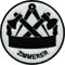 JOB Stick-Aufnäher Patch Zunft Emblem Wappen ZIMMERER Ø 8 cm schwarz/weiß